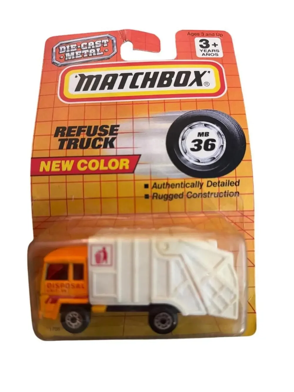Matchbox MB36 Refuse Truck Die-Cast Metal Disposal Unit-24 Authentic Design Rugg